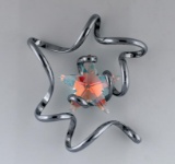 Iridescent Crystal Star in Silver Frame Pendant, 2.5”