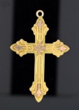 Yellow and Rose Gold Plated Cross Pendant, 2.5”