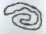 Elegant Vintage 32” Silver Link & Bead Necklace