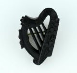 Vintage Irish Bog Oak Harp Pin