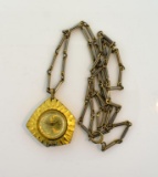 Vintage Lucerno Lady Gold-Tone Antimagnetic Asymmetrical Swiss Hand-Wind Pendant Watch/Necklace
