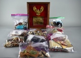 Large Lot of Nine Bags of Vintage Women's Jewelry & 1985 Eagle's Club Anniversary Art