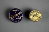 Two Antique Advertising Pinback Buttons: Wolff-American High-Art Cycles & Richmond Bicycles