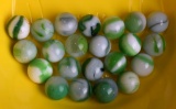 Lot of Twenty-Two Green and White 15-17 mm Collector's Marbles