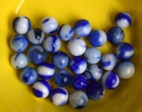 Lot of Twenty-Six Blue and White 15-17 mm Collector's Marbles