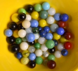 Lot of Sixty-Four Various Colored 12-20 mm Marbles