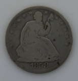 1858 Variety 1 Liberty Seated Silver Half Dollar