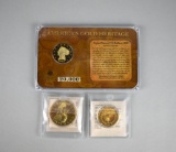 American Mint Gold Clad Replicas of Quarter Eagle, Statue of Liberty Coin, 1787 Brasher Doubloon