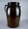 Old Southern 5 Gal. Stoneware Churn with Mixed Glazes, Lug & Strap Handles, SC or NC