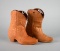 Pair of Frankoma Pottery Bisque Cowboy Boots Vases
