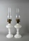 Pair of Vintage Pressed Milk Glass Electric Table Lamps, ~20” H
