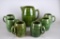 Vintage USA McCoy Pottery Barrel Pitcher and Six Mugs, Green Glaze, Lot 262