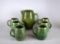 Vintage USA McCoy Pottery Barrel Pitcher and Six Mugs, Green Glaze, Lot 267