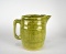 Vintage USA Pottery Barrel Pitcher with Ice Lip, Green Glaze