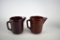 Two Vintage USA Pottery Batter or Milk Pitchers, Brown Glaze