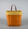 Longaberger Mail / Leather Hanging Basket w/ Leather Handle, Yellow Liner, & Protector 2003