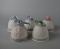 Set of 5 Lladro 1990s Christmas Bells, Rounded Bell Shape with Colored Ring at Top