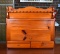 Vintage Knotty Pine Silver Flatware Storage Wall Chest with Collectible Spoon Display Rail