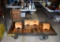 Antique Industrial Cart Conversational Coffee Table with Wheel Chocks