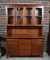 Vintage Cherry Wood Lighted China Hutch