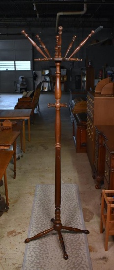 Vintage Walnut Coat & Hat Stand, Gilt Finish