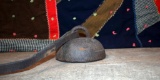 Antique Dome-Shaped Horse Buggy Tether Weight with Partial Leather Tether