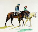 W. David Crenshaw (So. Car., D. 2001) #8 Racehorse, Watercolor, Signed Lower Right