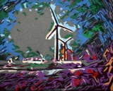 Evelyn Beck (Amer., XX-XXI) “Dance of the Windmills”, Fiber Art, Signed Lower Right