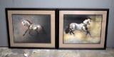 A Pair of Horse Prints in Matching Black Wood Frames