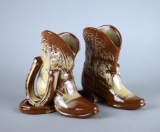 Pair of Frankoma Cowboy Boots Bookends  / Vases