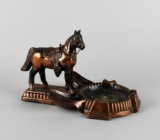 Vintage Bronze and Copper Plated Horse Pipestand / Ashtray