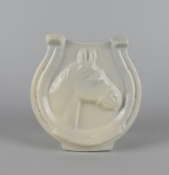 Vintage Cream Colored Horse Head and Horseshoe Ceramic Wall Pocket