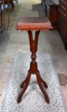 Victorian Walnut Plant Stand with Red Marble Top
