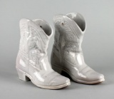 Pair of Frankoma White Glaze Cowboy Boots Vases