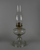 Antique Scovill Mfg. Co. Queen Anne No. 2 Pressed Glass Oil Lamp, 17” H