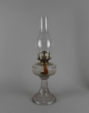 Antique White Flame Light Co. Pressed Glass Oil Lamp, 18” H
