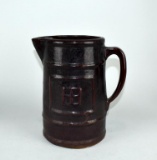 Antique USA Pottery Brown Glazed Pitcher, Incised 230 on Base