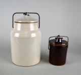 Two Vintage Ceramic Preserves / Food Jars with Lids