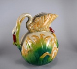 Large Contemporary Swan Figural Ceramic 12” Ball Pitcher