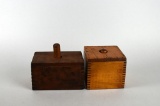 Two Antique (Rectangular and Square) Dovetailed Butter Molds