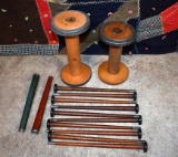 Lot of Old Textile Mill Bobbins and Spools