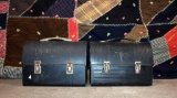 Two Old Black Metal Lunchboxes