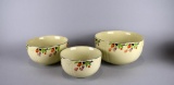 Set of 3 Hall's Superior Quality Nesting Mixing Bowls, Floral Motif, Lot 320
