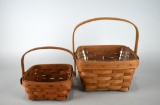 Two Small Longaberger Square Baskets w/ One Protector, 1980s