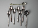Lot of Silver Plate Fruit Spoons and A Collector's Spoon