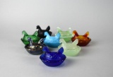 Set of 8 Small Nesting Hen Glass Trinket Dishes with Covers