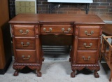 Vintage Continental Furniture Co Chippendale Style Mahogany Vanity Base (or Kneehole Desk)