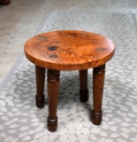 Small Hand Made Yew Top Footstool with Through Tenon Legs
