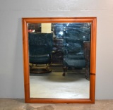 Vintage Rectangular Knotty Pine Frame Wall Mirror