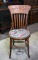 Antique Oak Hall Chair, Floral Upholstered Seat